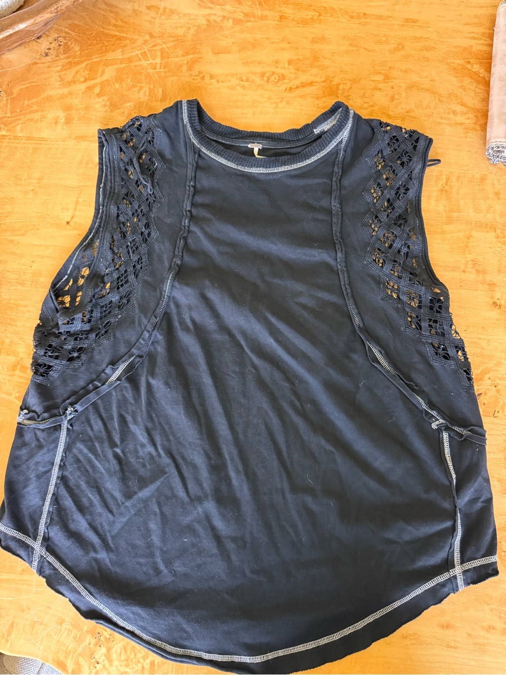Women’s free people Black Crochet-Sleeve Tank Top